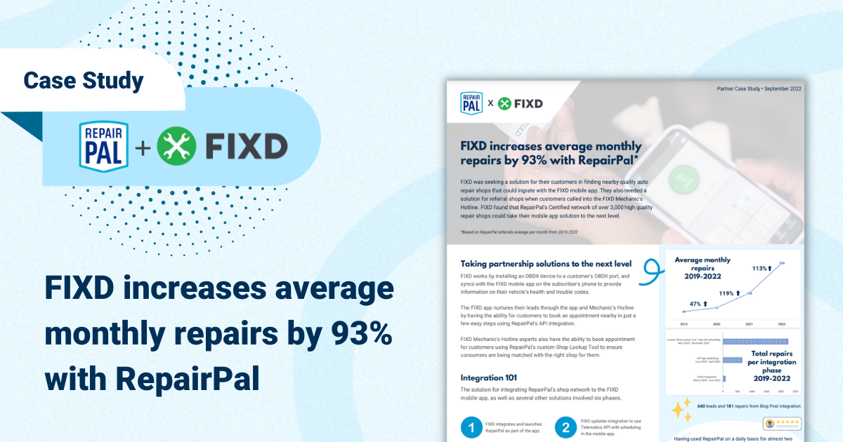FIXD + RepairPal Case Study RepairPal Partnership Blog Partner with